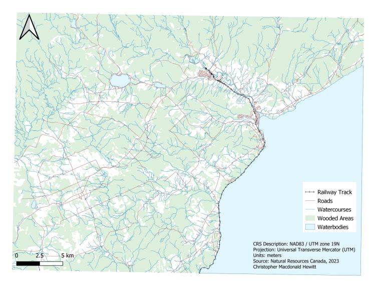 La Malbaie Quebec topographic map data.