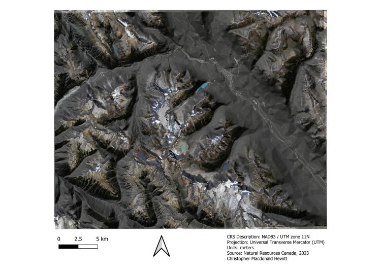Lake Louise Alberta satellite imagery.